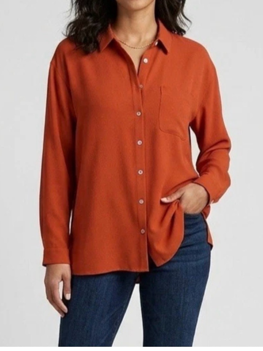J.Jill/ Classic Button-Down Shirt in Rust - Women Tops..200C